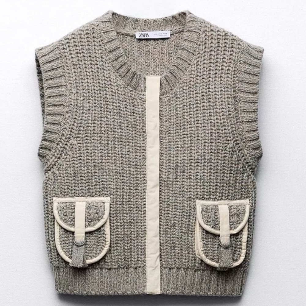 Zara Taupe Knit Sweater Vest - Picture 2 of 9